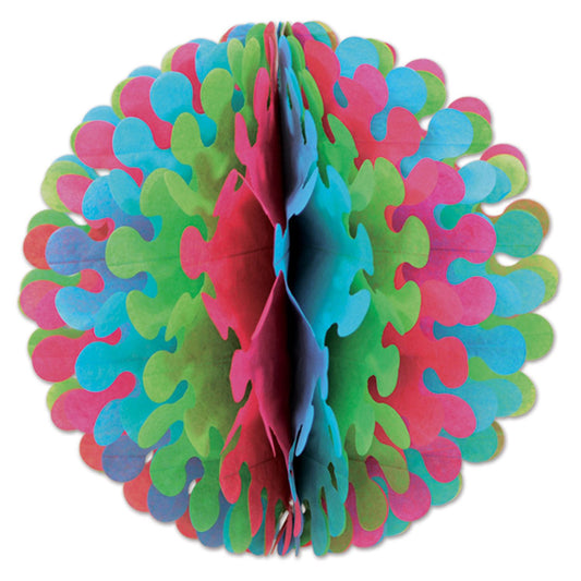 Beistle Cerise, Light Green, and Turquoise Tissue Flutter Ball - Party Supply Decoration for General Occasion