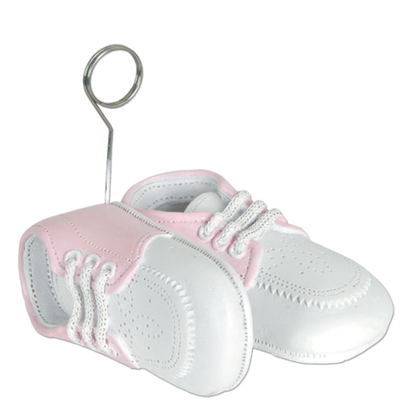 Beistle Pink Baby Shoes Photo/Balloon Holder - Party Supply Decoration for Baby Shower