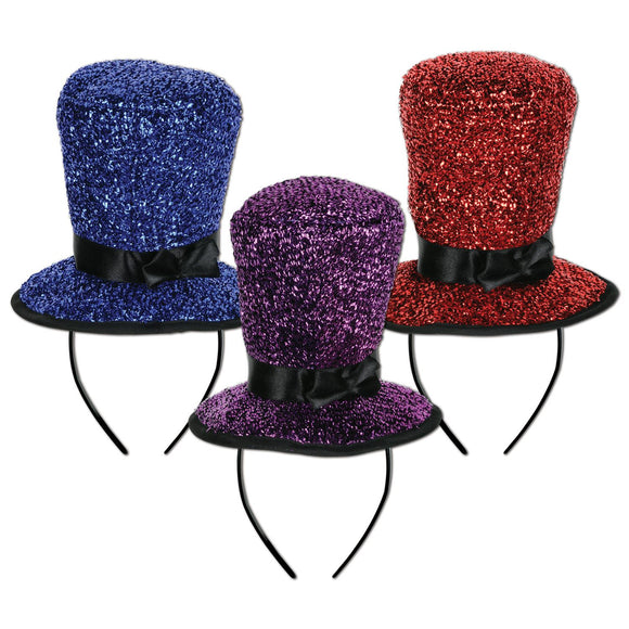 Beistle Sparkling Top Hat Headbands  (1/Card) Party Supply Decoration : New Years