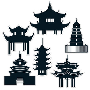 Beistle Pagoda Silhouettes - Party Supply Decoration for Asian