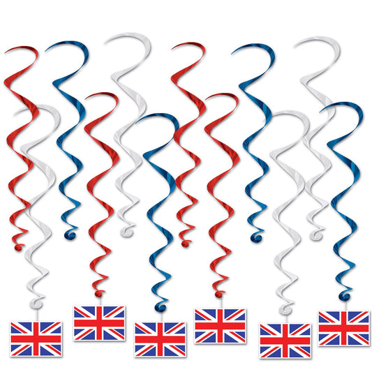 Beistle British Flag Whirls - Party Supply Decoration for British