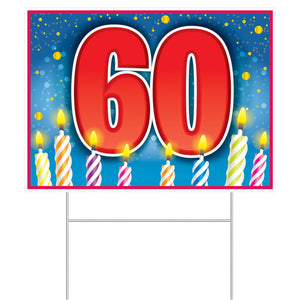 Beistle All Weather  in 60 in  Birthday Yard Sign 110.5 in  x 150.5 in  (1/Pkg) Party Supply Decoration : Birthday-Age Specific