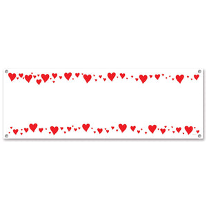 Beistle Hearts Sign Banner 5' x 21 in  (1/Pkg) Party Supply Decoration : Valentines