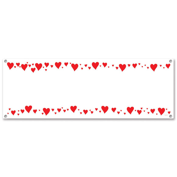 Beistle Hearts Sign Banner 5' x 21 in  (1/Pkg) Party Supply Decoration : Valentines