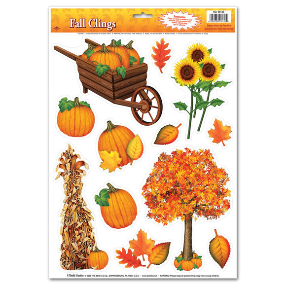 Beistle Fall Clings (12/sheet) - Party Supply Decoration for Thanksgiving / Fall