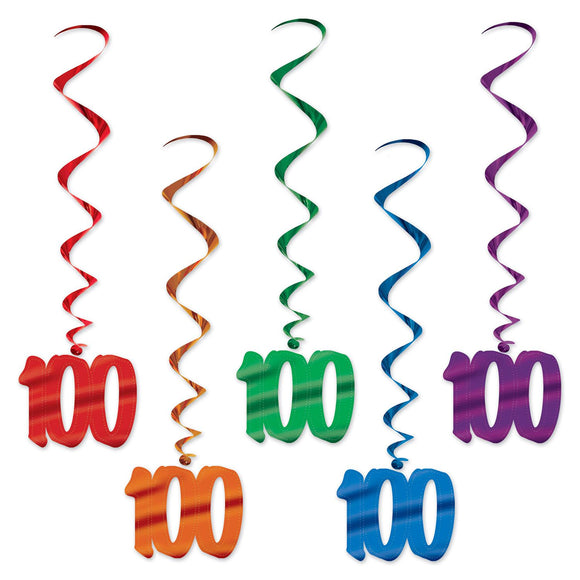Beistle Number 100 Whirls (5/pkg) - Party Supply Decoration for Birthday