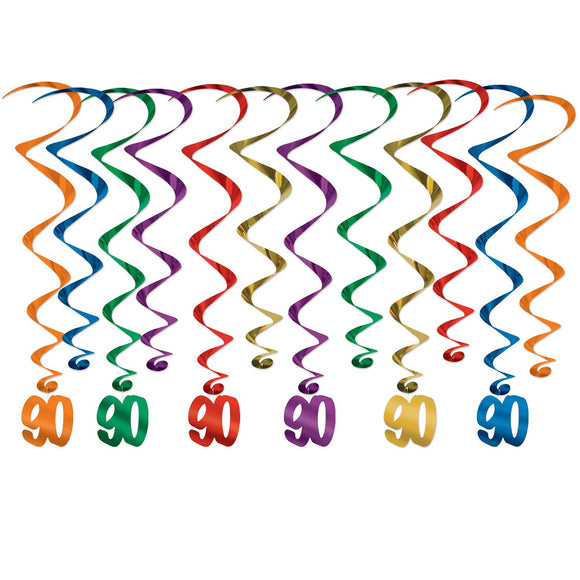 Beistle '90' Whirls - 12 Piece - Party Supply Decoration for Birthday