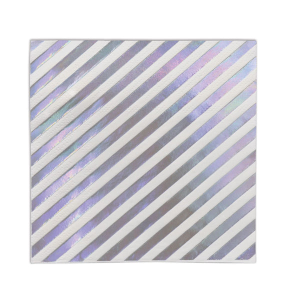 Beistle Iridescent Stripes Beverage Napkins - Party Supply Decoration for General Occasion