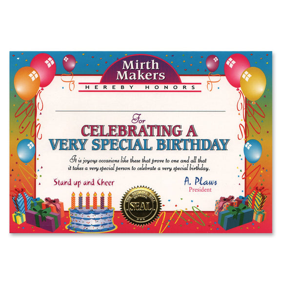 Beistle Very Special Birthday Certificate - Party Supply Decoration for Birthday