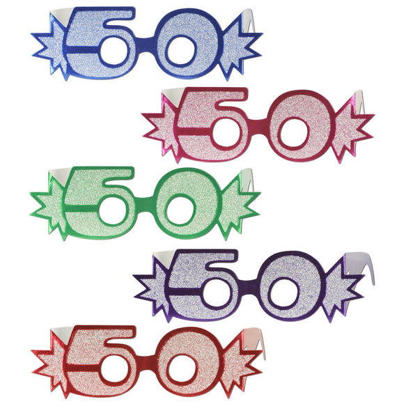 Beistle 50th Glittered Eyeglasses (1/Pkg) - Party Supply Decoration for Birthday