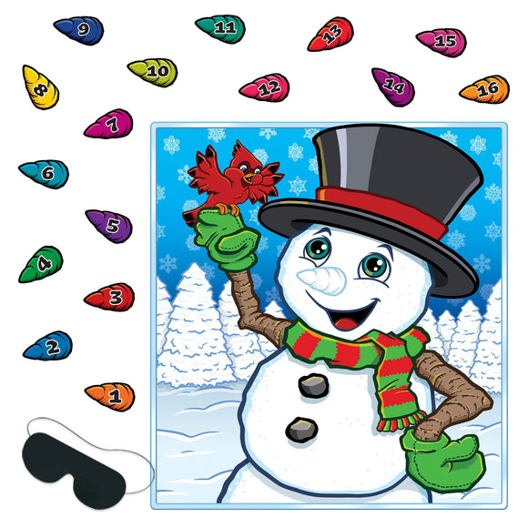 Beistle Pin The Nose On The Snowman Game - Party Supply Decoration for Christmas / Winter