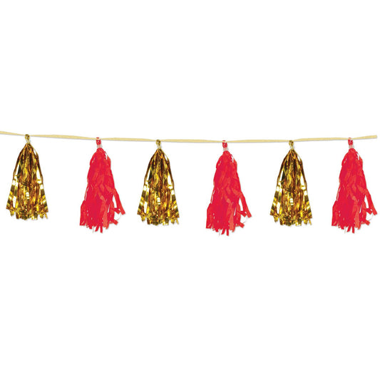 Beistle Metallic & Tissue Tassel Garland - Party Supply Decoration for Asian