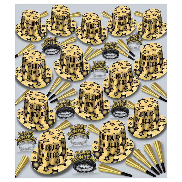 Beistle Gem-Star Deluxe Gold New Year Asst for 100 - Party Supply Decoration for New Years