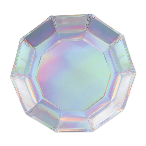 Beistle Iridescent Decagon Plates - 7 Inch - Party Supply Decoration for General Occasion
