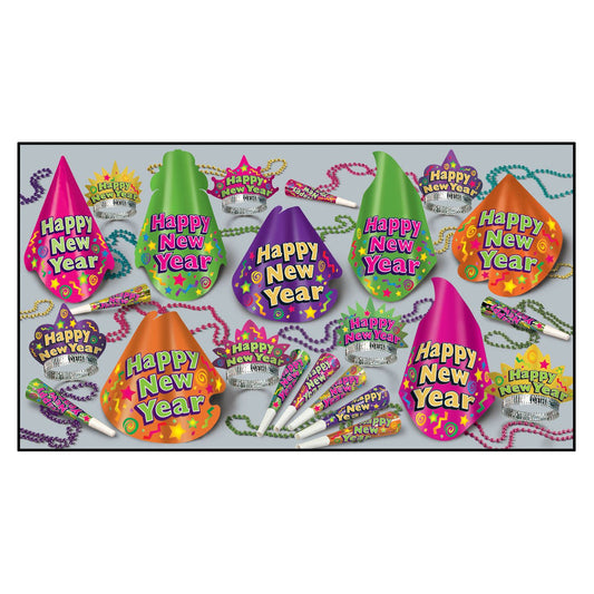 Beistle Color-Brite New Year Assortment (for 50 people) - Party Supply Decoration for New Years