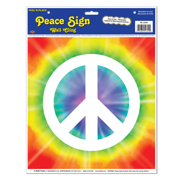 Beistle Peace Sign Peel 'N Place 12 in  x 15 in  Sh (1/Sh) Party Supply Decoration : 60's