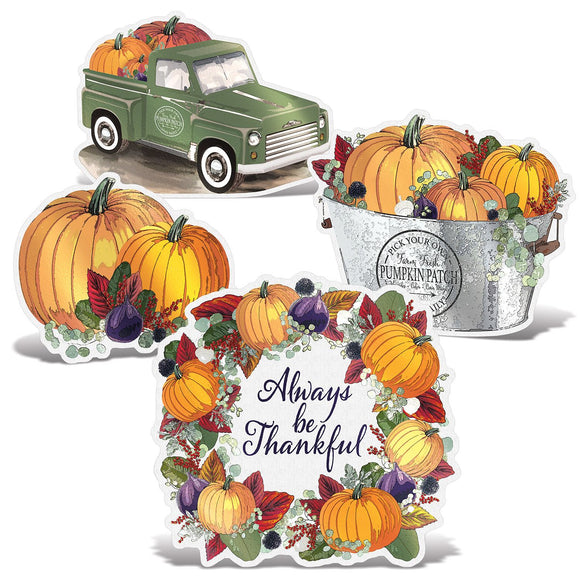 Beistle Foil Fall Thanksgiving Cutouts w/Easels  (4/Pkg) Party Supply Decoration : Thanksgiving / Fall