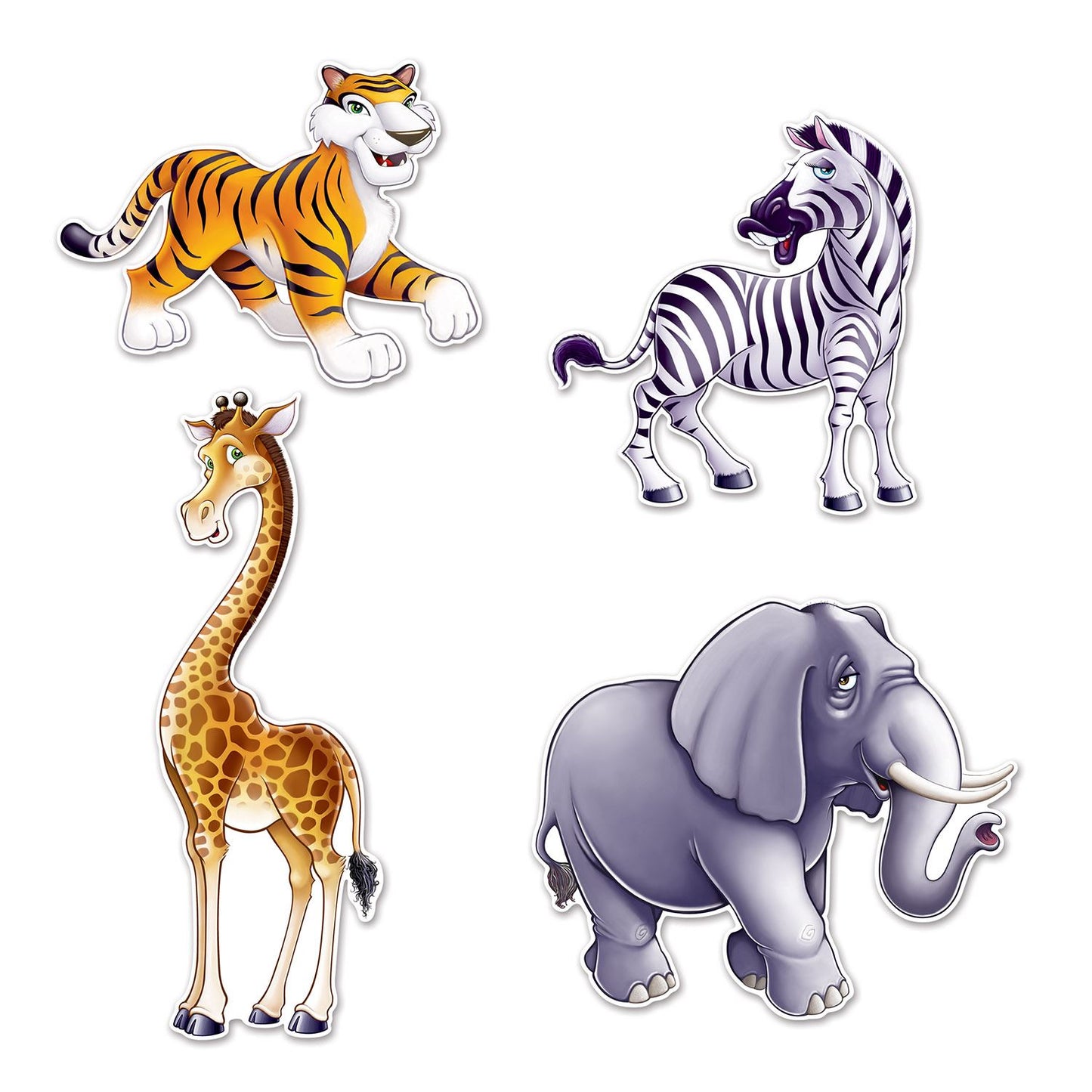 Beistle Jungle Animal Cutouts   (4/Pkg) Party Supply Decoration : Jungle