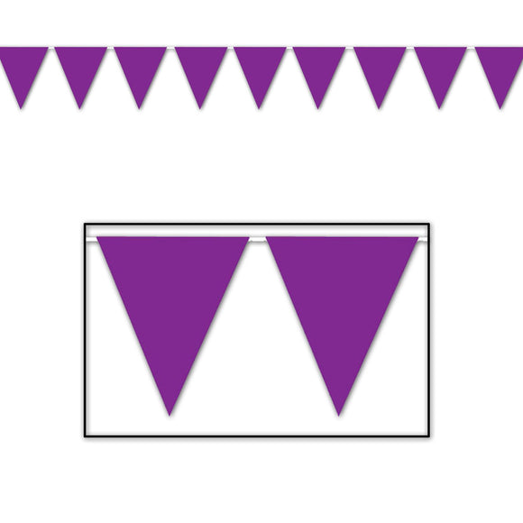 Beistle Purple Indoor/Outdoor Pennant Banner, 12 ft 11 in  x 12' (1/Pkg) Party Supply Decoration : General Occasion