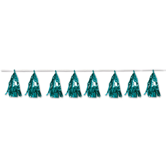Beistle Metallic Tassel Garland - Turquoise - Party Supply Decoration for General Occasion