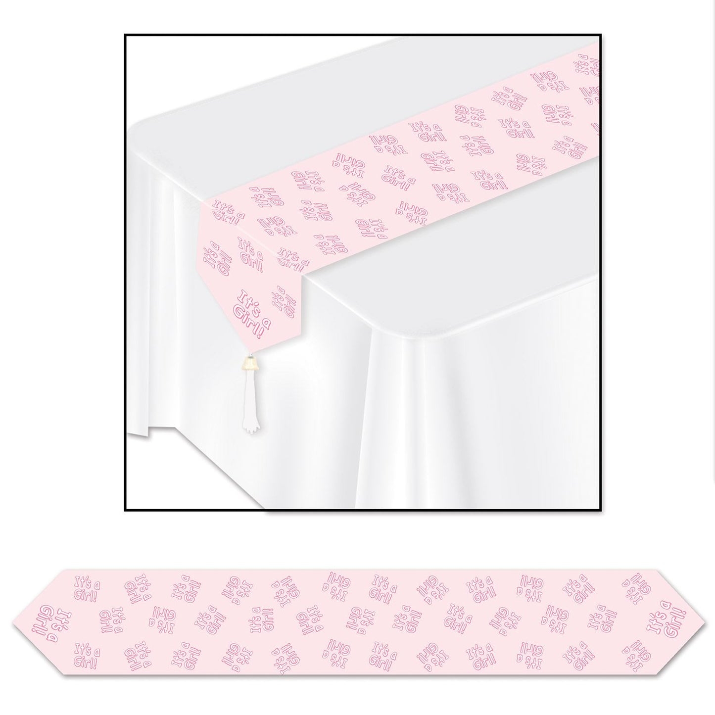 Beistle Printed It's A Girl! Table Runner - Party Supply Decoration for Baby Shower