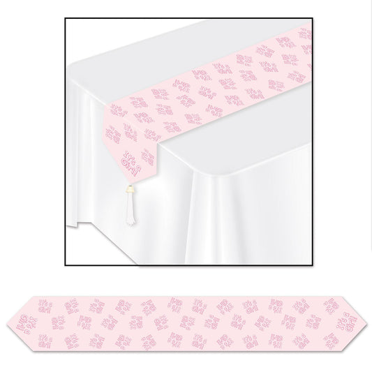 Beistle Printed It's A Girl! Table Runner - Party Supply Decoration for Baby Shower