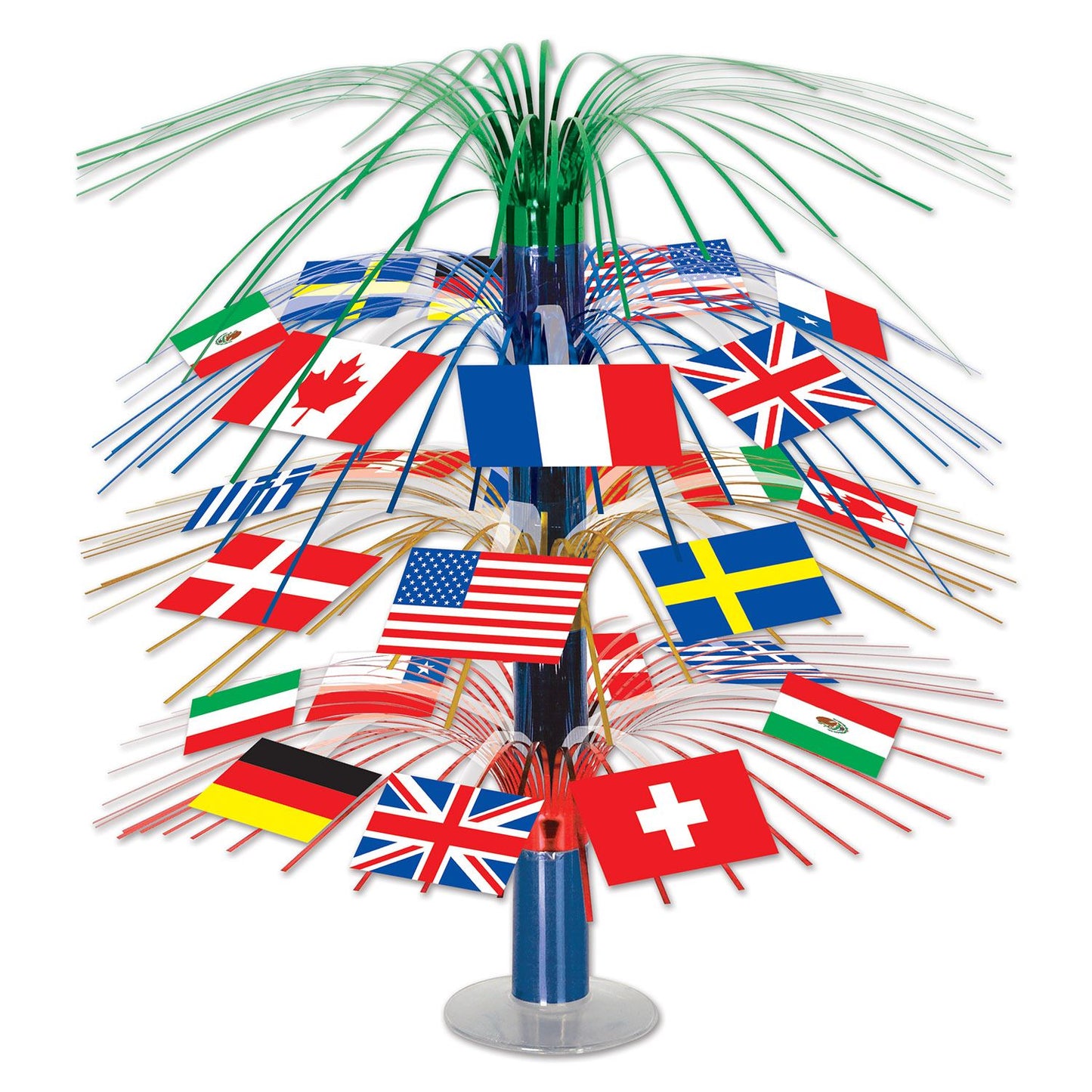 Beistle International Flag Cascade Centerpiece 18 in  (1/Pkg) Party Supply Decoration : International