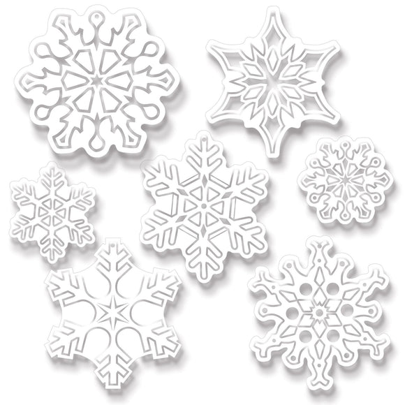 Beistle Clear Plastic Die-Cut Snowflakes - Party Supply Decoration for Christmas / Winter