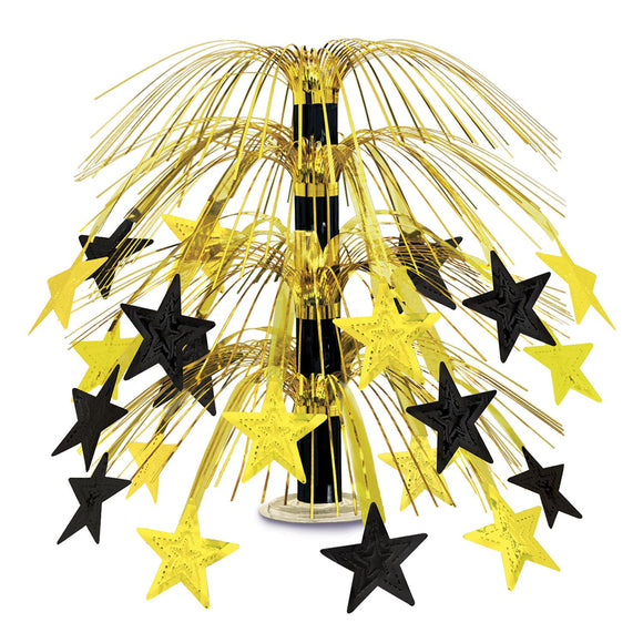 Beistle Black and Gold Star Cascade Centerpiece 18 in  (1/Pkg) Party Supply Decoration : New Years