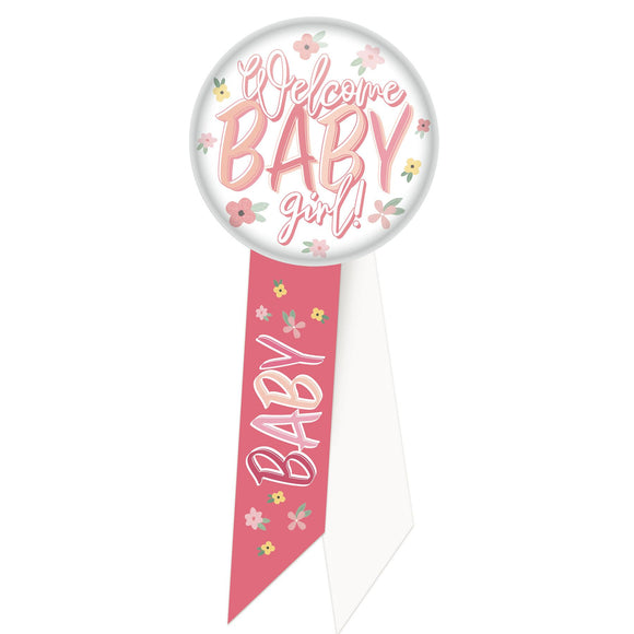 Beistle Welcome Baby Girl! Rosette - Party Supply Decoration for Baby Shower