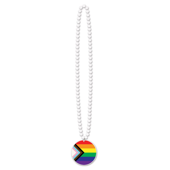 Beistle Beads w/Printed Pride Flag Medallion - Party Supply Decoration for Rainbow