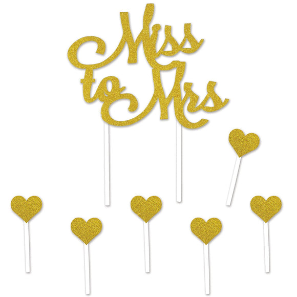 Beistle Miss To Mrs Cake Topper - Party Supply Decoration for Wedding