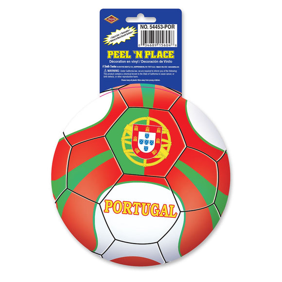 Beistle Portugal Soccer Ball Peel 'N Place (1/Sheet) - Party Supply Decoration for Soccer