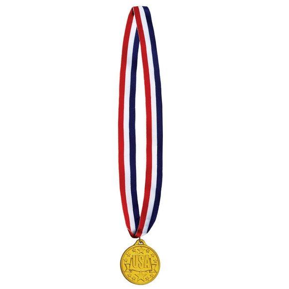 Beistle USA Medal w/Ribbon - Party Supply Decoration for Sports