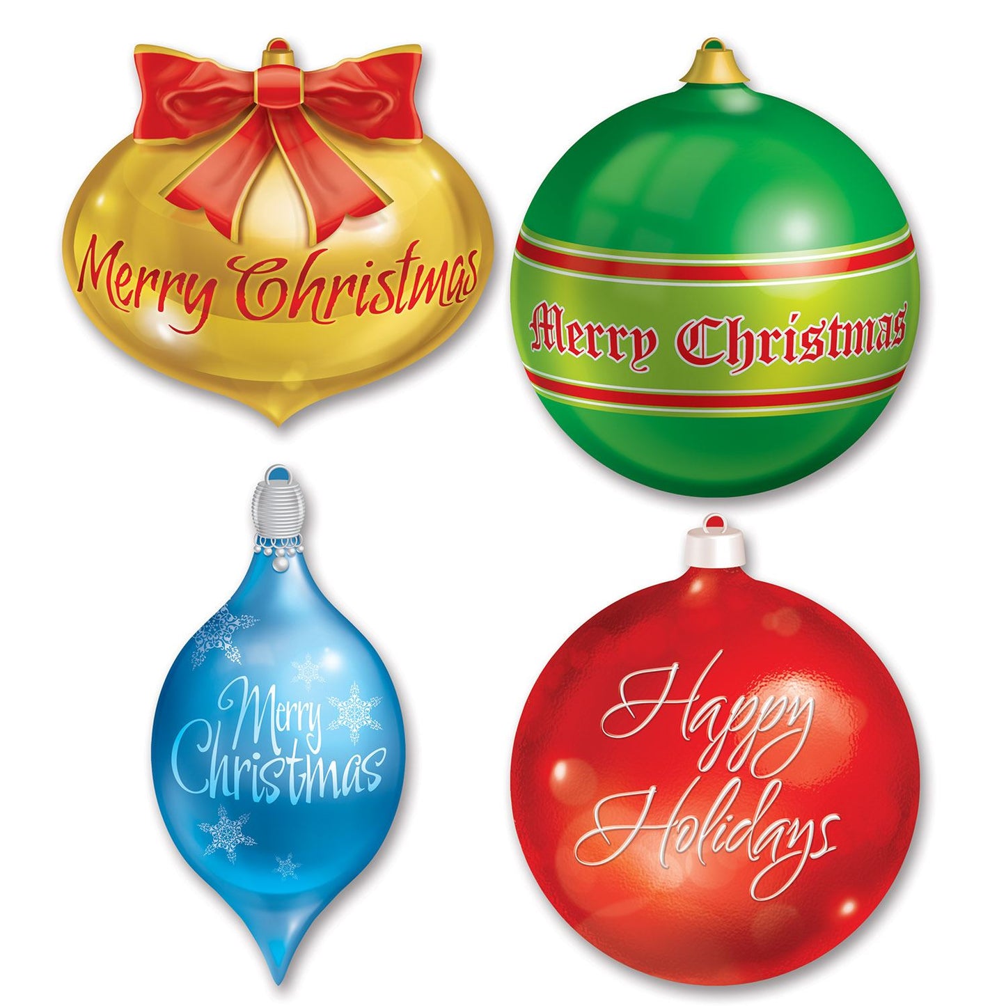 Beistle Christmas Ornament Cutouts (4/pkg) (4/Pkg) Party Supply Decoration : Christmas/Winter