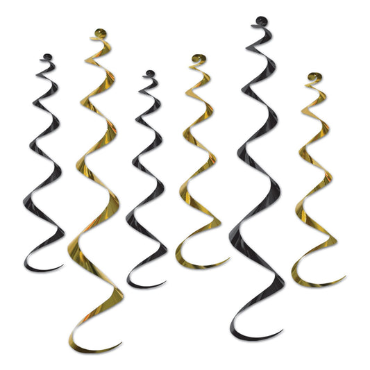 Beistle Black and Gold Twirly Whirlys - Party Supply Decoration for General Occasion