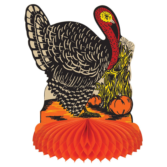 Beistle Vintage Fall Harvest Turkey Centerpiece 8 in  (1/Pkg) Party Supply Decoration : Thanksgiving/Fall