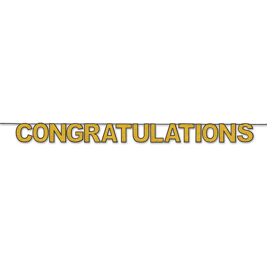 Beistle Congratulations Streamer 80.5 in  x 11' (1/Pkg) Party Supply Decoration : Graduation