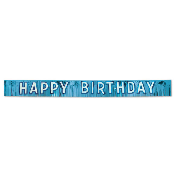 Beistle Metallic Blue Happy Birthday Banner 10 in  x 9' (1/Pkg) Party Supply Decoration : Birthday