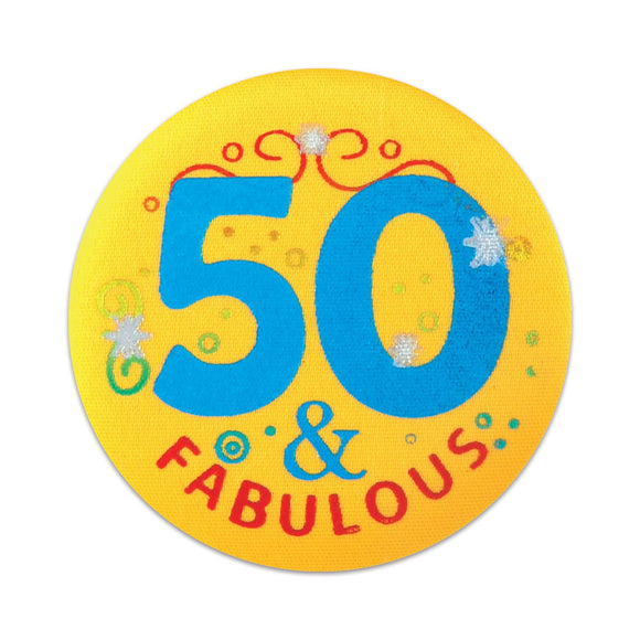 Beistle 50 And Fabulous Satin Button - Party Supply Decoration for Birthday