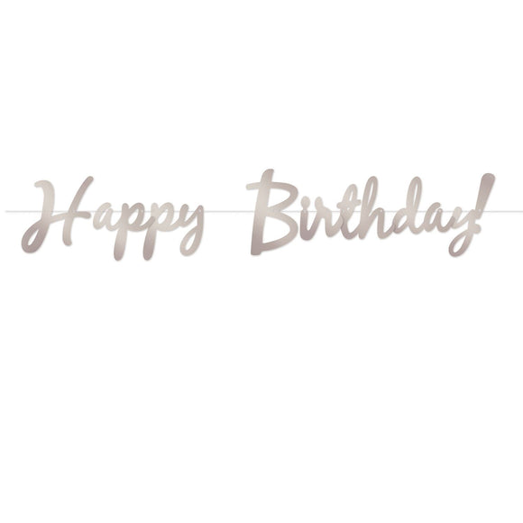 Beistle Foil Happy Birthday Streamer - Silver 9 in  x 5' (1/Pkg) Party Supply Decoration : Birthday