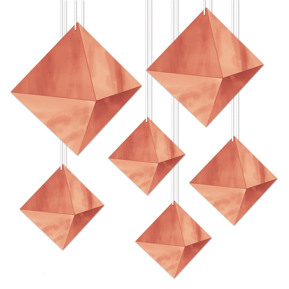 Beistle 3-D Foil Diamonds - Rose Gold - Party Supply Decoration for General Occasion
