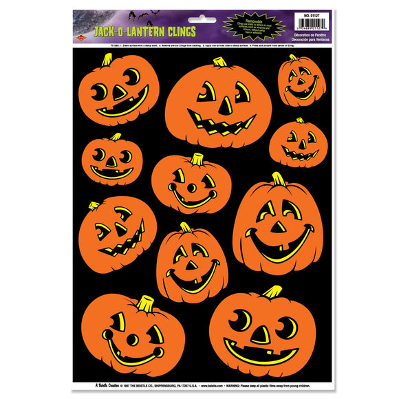 Beistle Jack-O-Lantern Window Clings (11/sheet) - Party Supply Decoration for Halloween