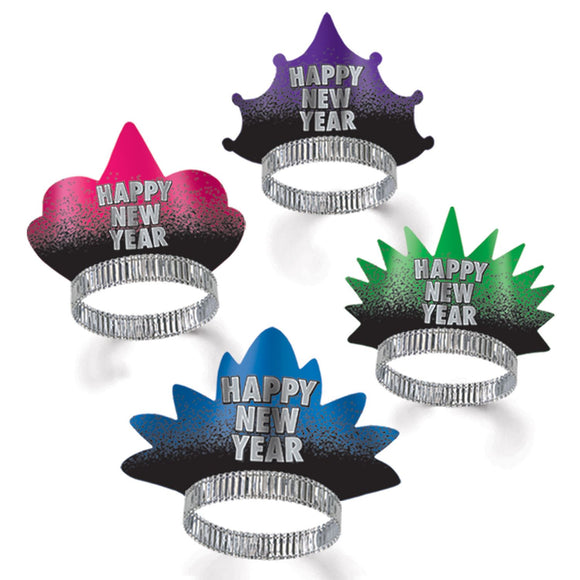 Beistle Assorted New Year Resolution Tiaras (Sold 50 Per Box) - Party Supply Decoration for New Years
