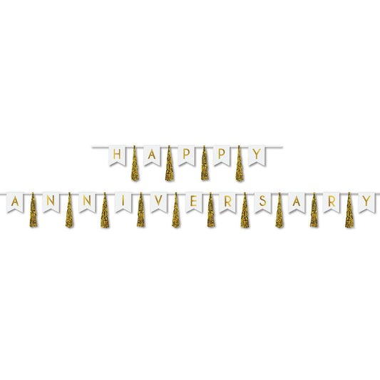 Beistle Happy Anniversary Tassel Streamer 13 in  x 6' & 13 in  x 14' (1/Pkg) Party Supply Decoration : Anniversary