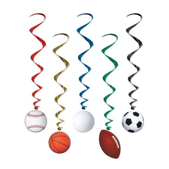 Beistle Sports Whirls (5/pkg) - Party Supply Decoration for Sports