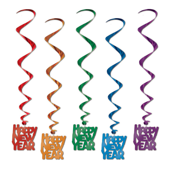 Beistle Assorted New Year Whirls (5/pkg) - Party Supply Decoration for New Years