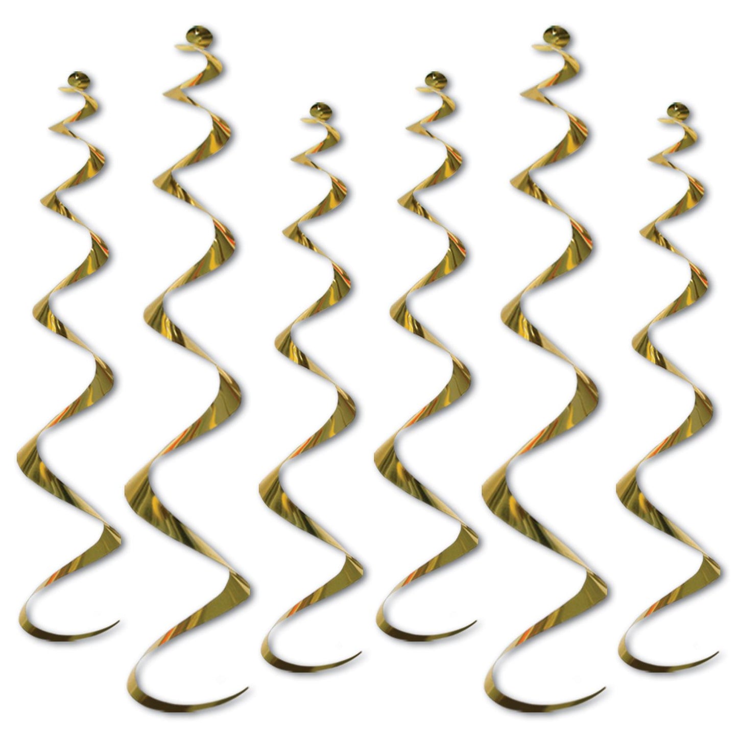 Beistle Twirly Whirly - Gold (6/pkg) - Party Supply Decoration for General Occasion