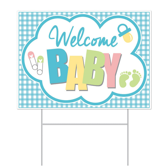 Beistle All Weather Plastic Welcome Baby Yard Sign 110.5 in  x 150.5 in  (1/Pkg) Party Supply Decoration : Baby Shower
