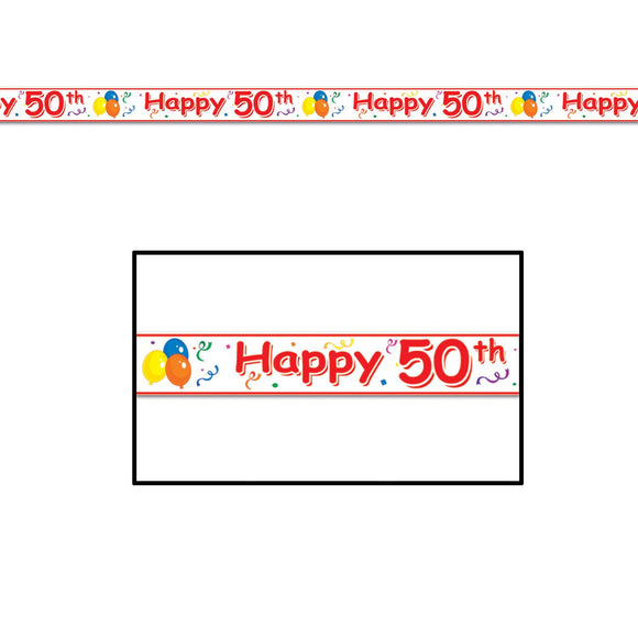 Beistle Happy 50th Birthday Party Tape - Party Supply Decoration for Birthday